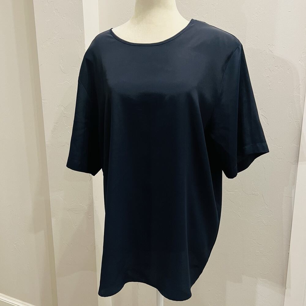 Karen Scott Shoulder Pad Top Women's XL Black Short Sleeve (A0128)